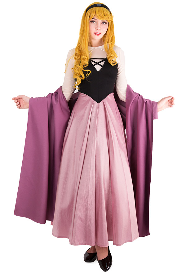 Traje De Princesa Costera Morado Y Rosa Con Traje De Cosplay Con Corsé Y Capa Inspirado En La Princesa Aurora